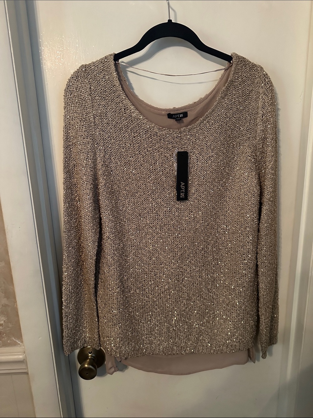 Apt. 9 Metallic Taupe Layered Sweater Size XL NWT